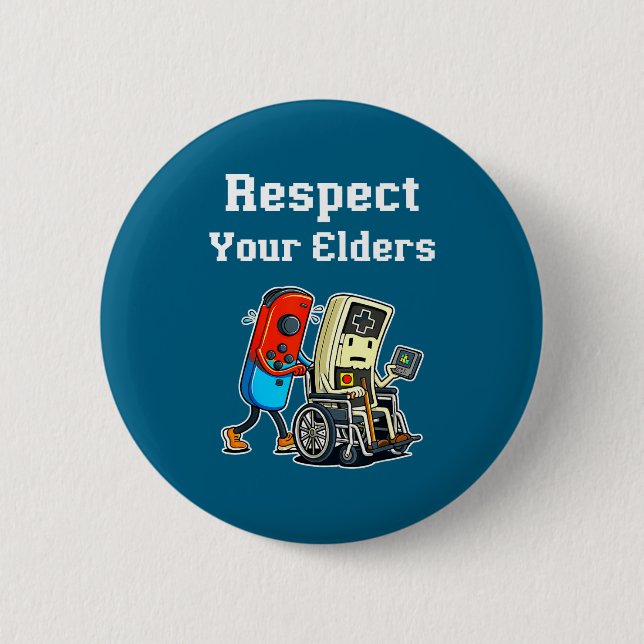 Respect Your Elders Retro Gaming Funny Gamer Contr Button (Front)