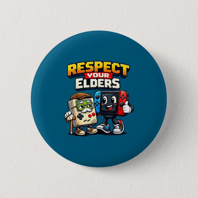 Respect Your Elders Retro Gaming Funny Gamer Contr Button (Front)