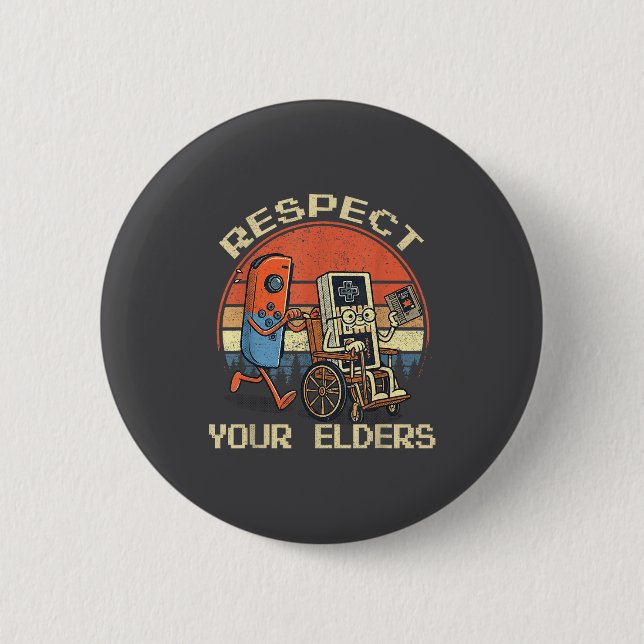 Respect Your Elders Retro Gaming Funny Gamer Contr Button (Front)