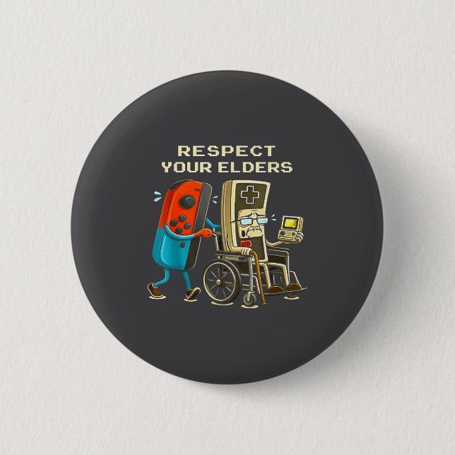 Respect Your Elders Retro Gaming Funny Gamer Contr Button (Front)