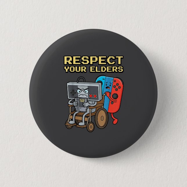 Respect Your Elders Retro Gaming Funny Gamer Contr Button (Front)