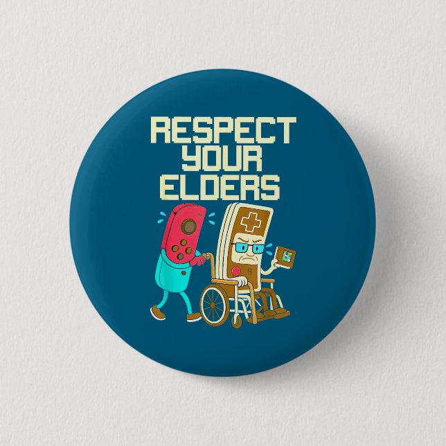 Respect Your Elders Retro Gaming Funny Gamer Contr Button (Front)