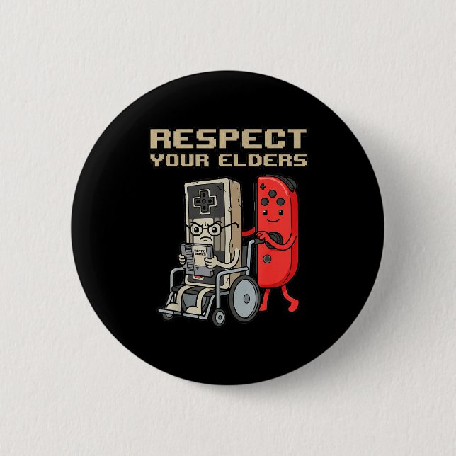 Respect Your Elders Retro Gaming Funny Gamer Contr Button (Front)