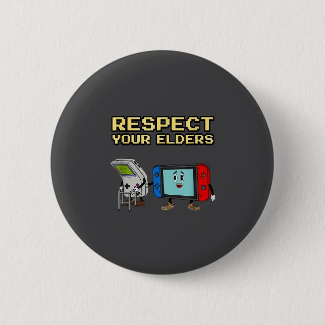 Respect Your Elders Retro Gaming Funny Gamer Contr Button (Front)