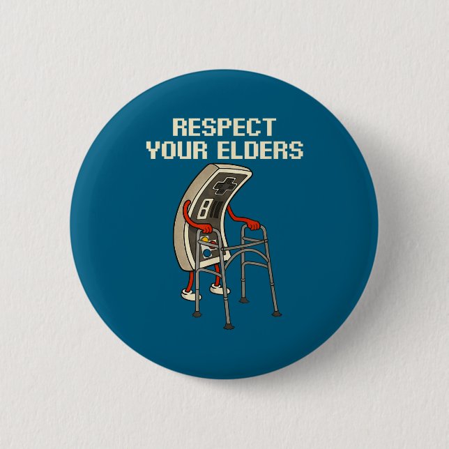 Respect Your Elders Retro Gaming Funny Gamer Contr Button (Front)