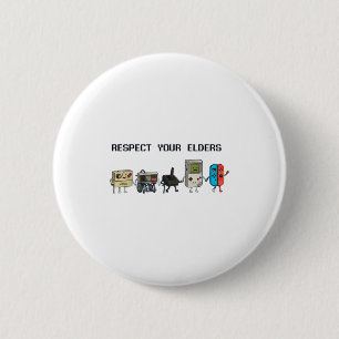 Respect Your Elders Retro Gaming Funny Gamer Contr Button