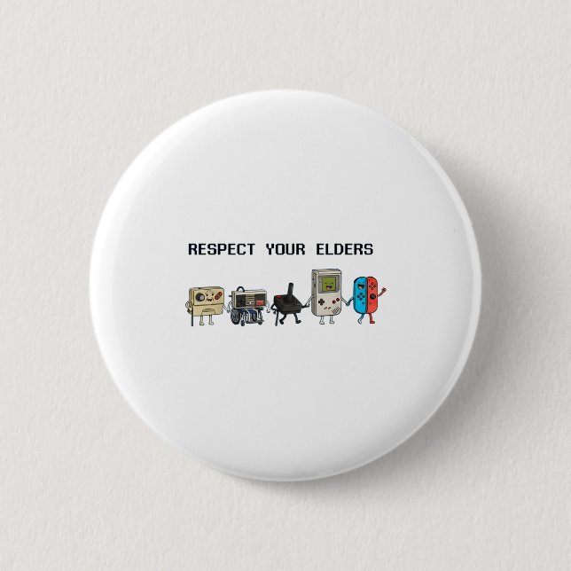 Respect Your Elders Retro Gaming Funny Gamer Contr Button (Front)