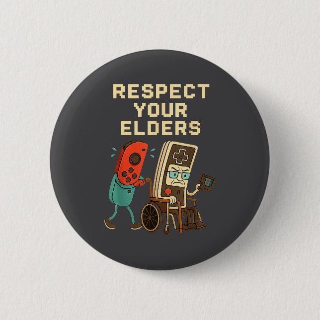 Respect Your Elders Retro Gaming Funny Gamer Contr Button (Front)