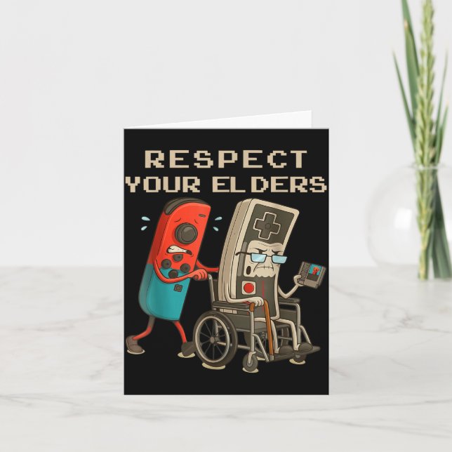 Respect Your Elders Retro Gaming Funny Gamer Contr Card (Front)