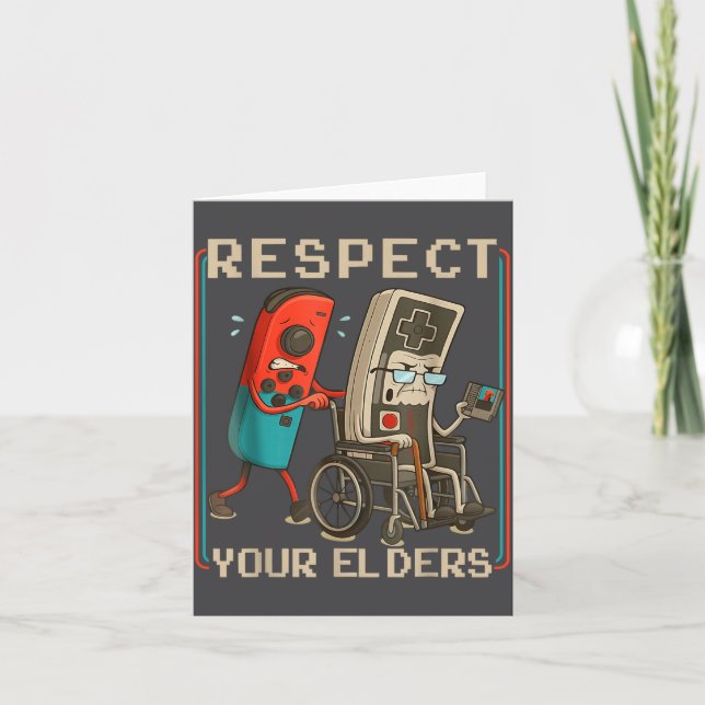 Respect Your Elders Retro Gaming Funny Gamer Contr Card (Front)