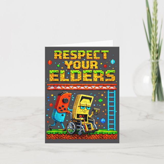 Respect Your Elders Retro Gaming Funny Gamer Contr Card (Front)