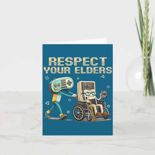 Respect Your Elders Retro Gaming Funny Gamer Contr Card (Front)