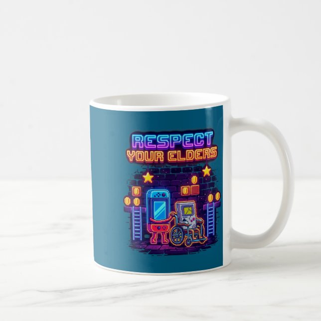 Respect Your Elders Retro Gaming Funny Gamer Contr Coffee Mug (Right)