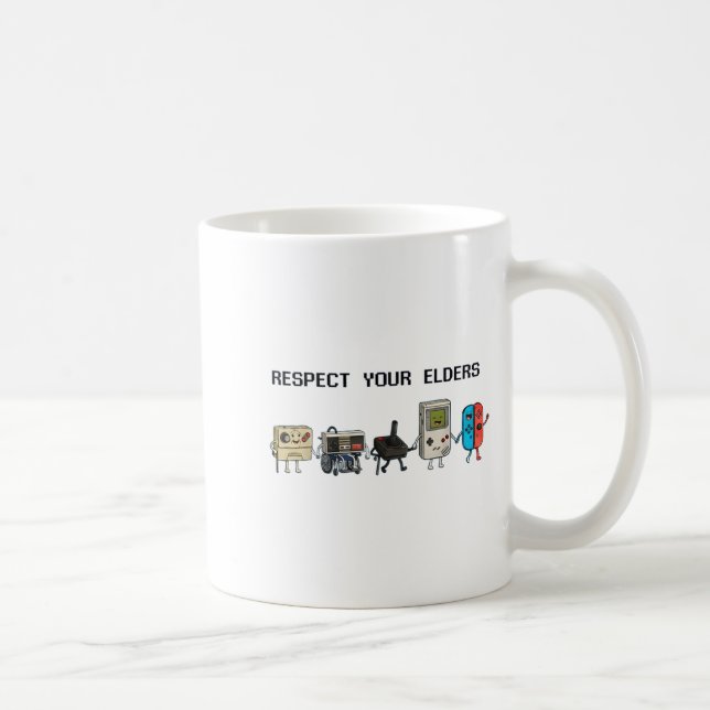 Respect Your Elders Retro Gaming Funny Gamer Contr Coffee Mug (Right)