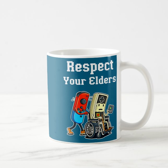 Respect Your Elders Retro Gaming Funny Gamer Contr Coffee Mug (Right)