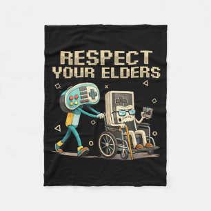 Respect Your Elders Retro Gaming Funny Gamer Contr Fleece Blanket