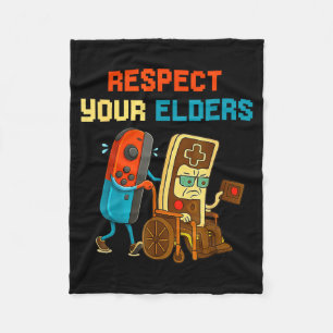 Respect Your Elders Retro Gaming Funny Gamer Contr Fleece Blanket