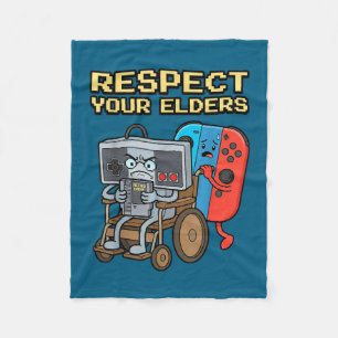 Respect Your Elders Retro Gaming Funny Gamer Contr Fleece Blanket