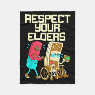 Respect Your Elders Retro Gaming Funny Gamer Contr Fleece Blanket