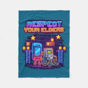 Respect Your Elders Retro Gaming Funny Gamer Contr Fleece Blanket
