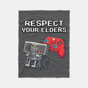 Respect Your Elders Retro Gaming Funny Gamer Contr Fleece Blanket