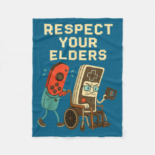 Respect Your Elders Retro Gaming Funny Gamer Contr Fleece Blanket