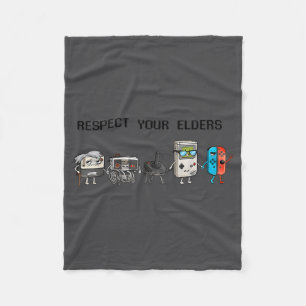 Respect Your Elders Retro Gaming Funny Gamer Contr Fleece Blanket