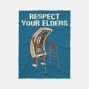 Respect Your Elders Retro Gaming Funny Gamer Contr Fleece Blanket