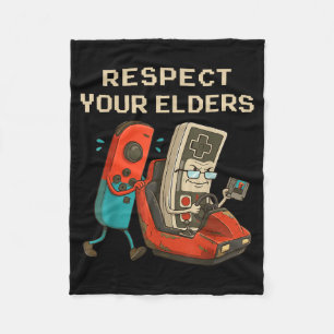 Respect Your Elders Retro Gaming Funny Gamer Contr Fleece Blanket