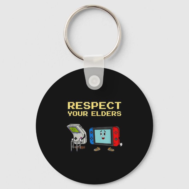 Respect Your Elders Retro Gaming Funny Gamer Contr Keychain (Front)