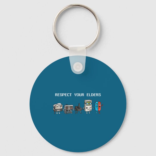 Respect Your Elders Retro Gaming Funny Gamer Contr Keychain (Front)