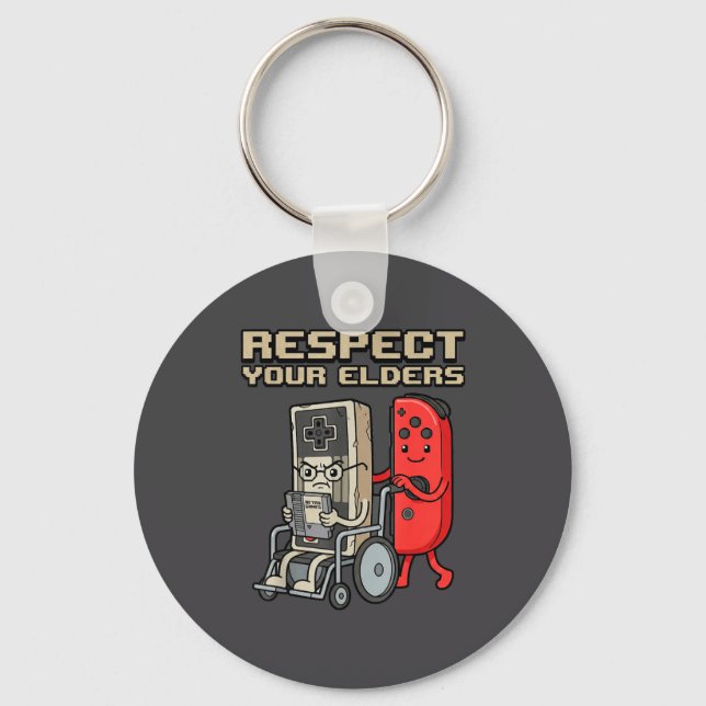 Respect Your Elders Retro Gaming Funny Gamer Contr Keychain (Front)