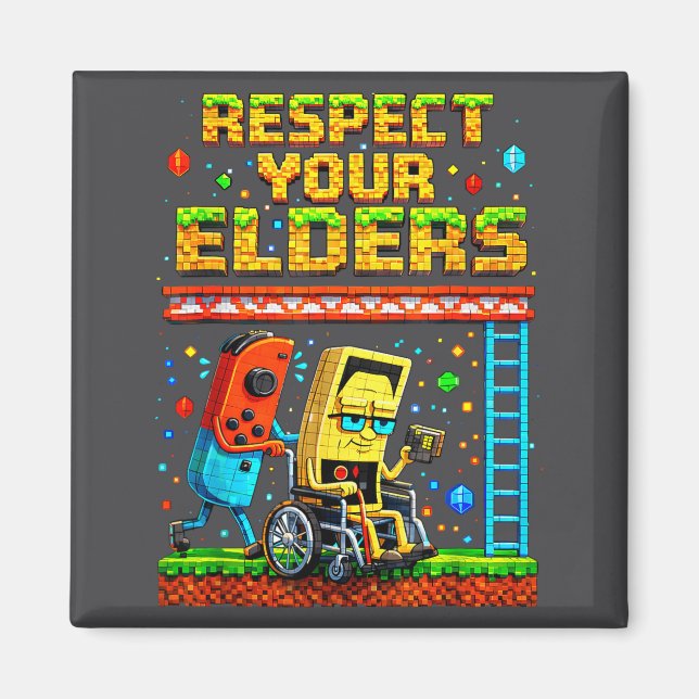 Respect Your Elders Retro Gaming Funny Gamer Contr Magnet (Front)