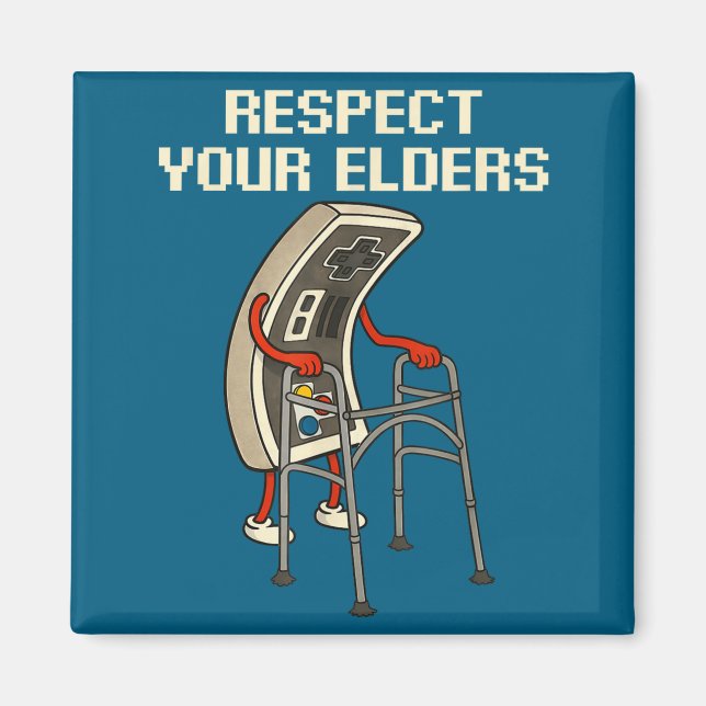 Respect Your Elders Retro Gaming Funny Gamer Contr Magnet (Front)