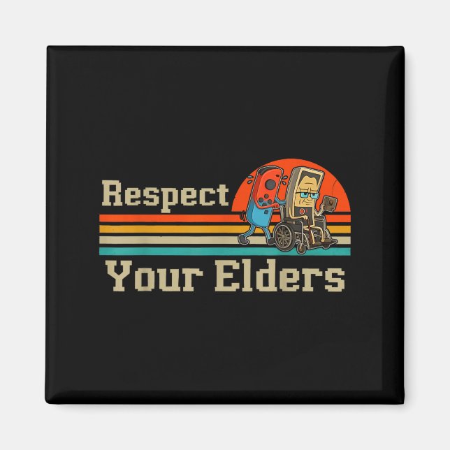 Respect Your Elders Retro Gaming Funny Gamer Contr Magnet (Front)