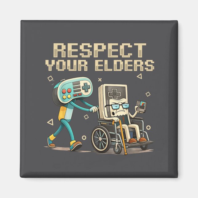 Respect Your Elders Retro Gaming Funny Gamer Contr Magnet (Front)