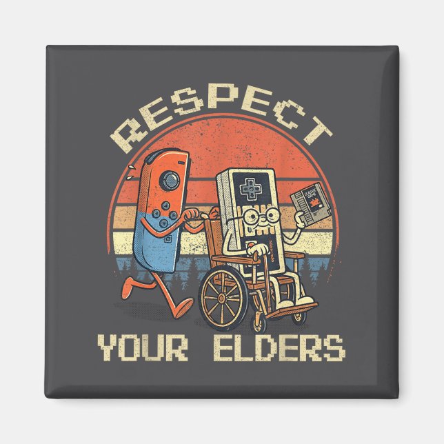 Respect Your Elders Retro Gaming Funny Gamer Contr Magnet (Front)