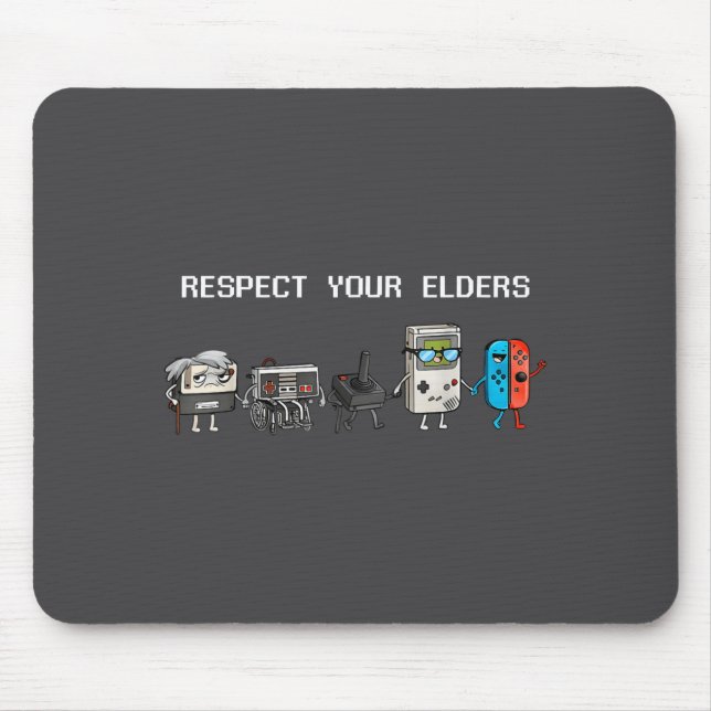 Respect Your Elders Retro Gaming Funny Gamer Contr Mouse Pad (Front)