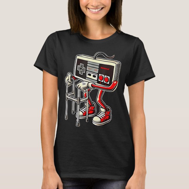 Respect Your Elders Retro Gaming Funny Gamer Contr T-Shirt (Front)