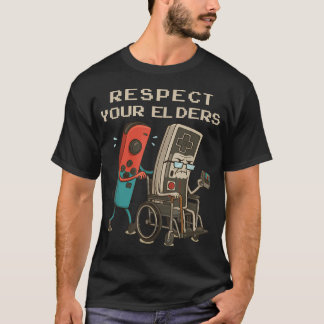 Respect Your Elders Retro Gaming Funny Gamer T-Shirt