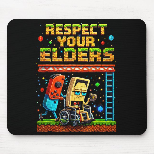 Respect Your Elders Retro Gaming Xel Gamer Control Mouse Pad (Front)