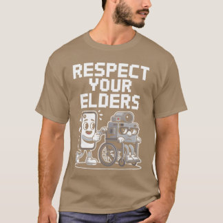Respect Your Elders Retroech Camera Phone Cartoon T-Shirt