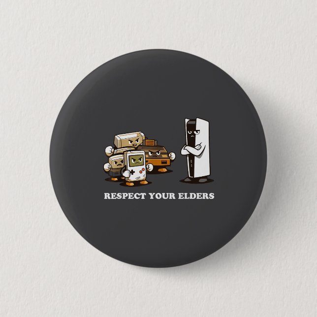 Respect Your Elders T Retro 90s Gaming  Button (Front)