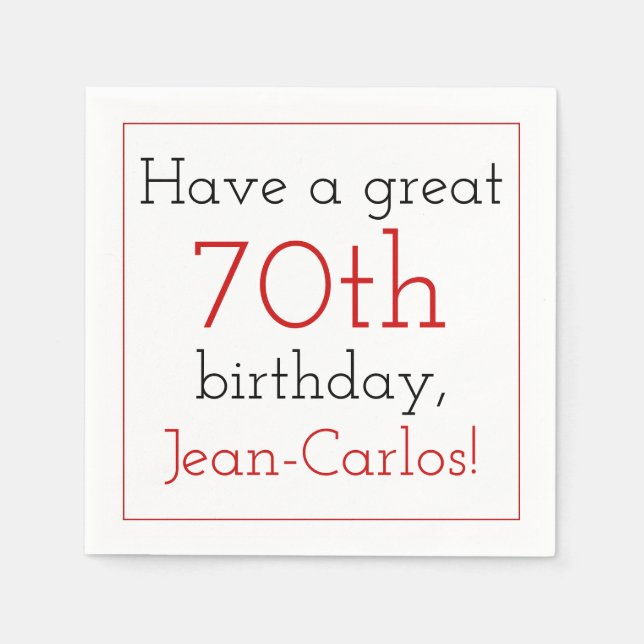 Respectable 70th Birthday Paper Napkins (Front)
