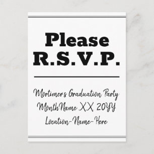 Respectable and Clean "Please R.S.V.P." Postcard