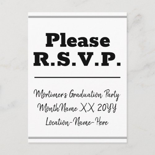 Respectable and Clean Please RSVP Postcard