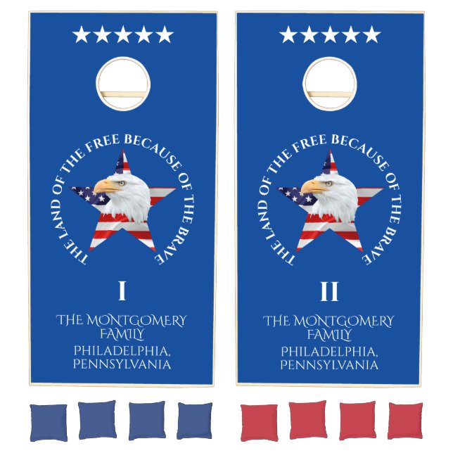 Respectable Eagle, The American Flag, Patriotic Cornhole Set (Set)