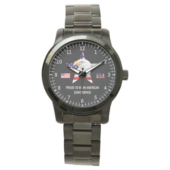 Respectable Eagle, The American Flag, Patriotic Watch (Front)