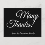 [ Thumbnail: Respectable, Elegant "Many Thanks!" Postcard ]