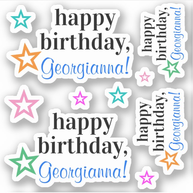 Respectable "happy birthday" + Star Outline Shape Sticker (Front)